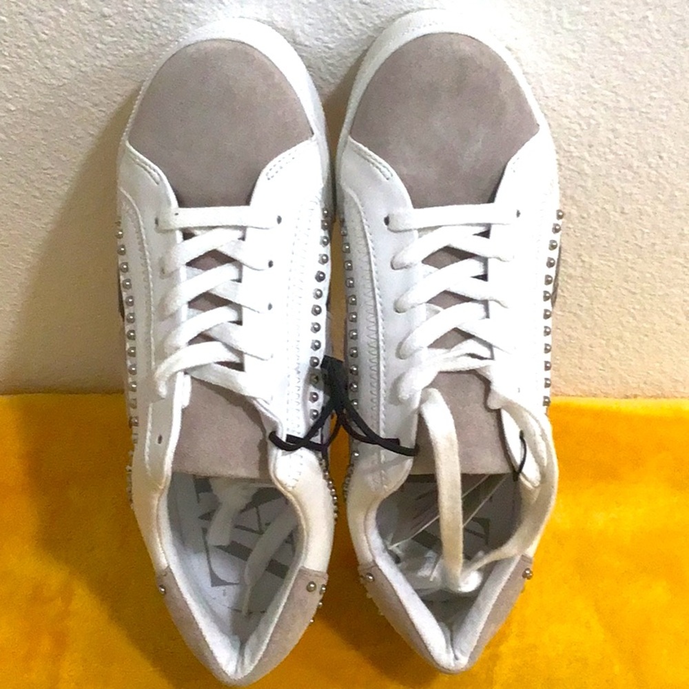 🆕 ZARA Studs Suede Snakeskin Leather Lace Up Sneakers